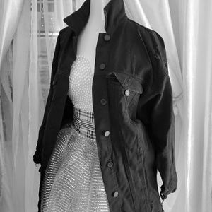 Custom Black denim jacket  as is